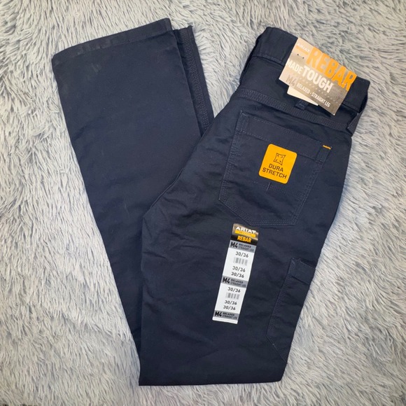 ARIAT Men's 30x36 M4 Relaxed Straight Leg Dura Stretch Work Pants Navy Canvas - Picture 12 of 13